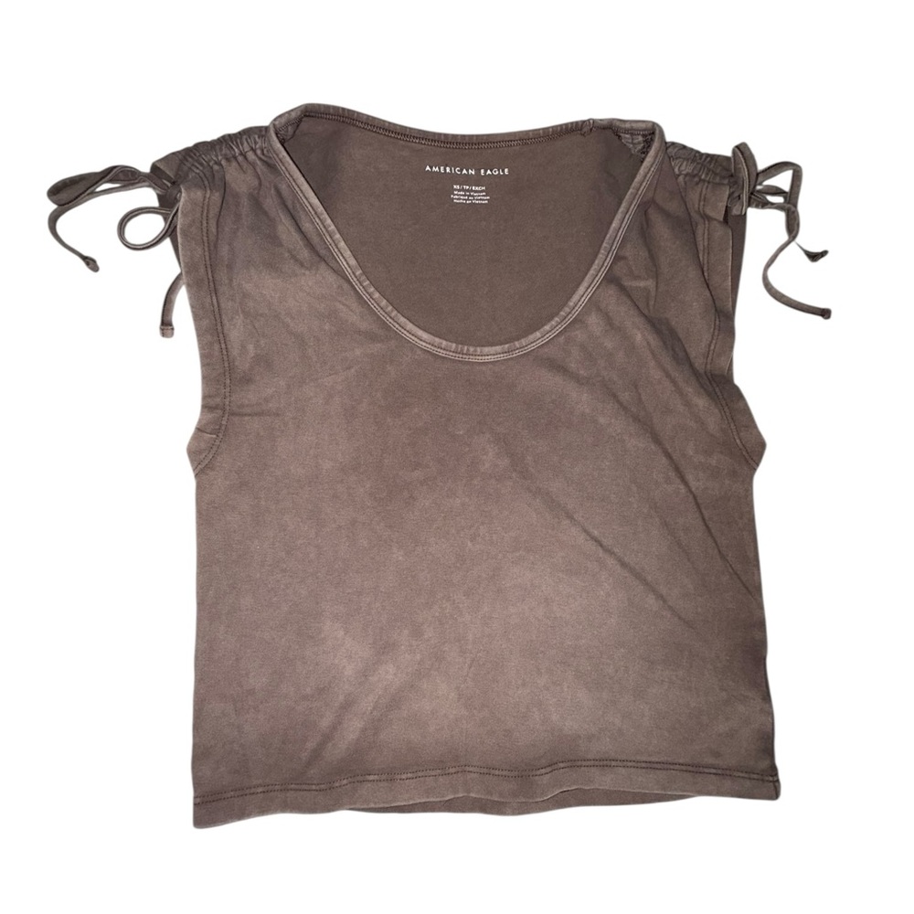 🔥3/$30 🔥 American Eagle Brown Women's Scoop Neck Shoulder Tie Top Size XS